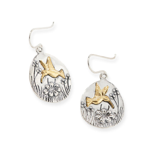 Sterling Silver Hummingbird Dangle Earrings