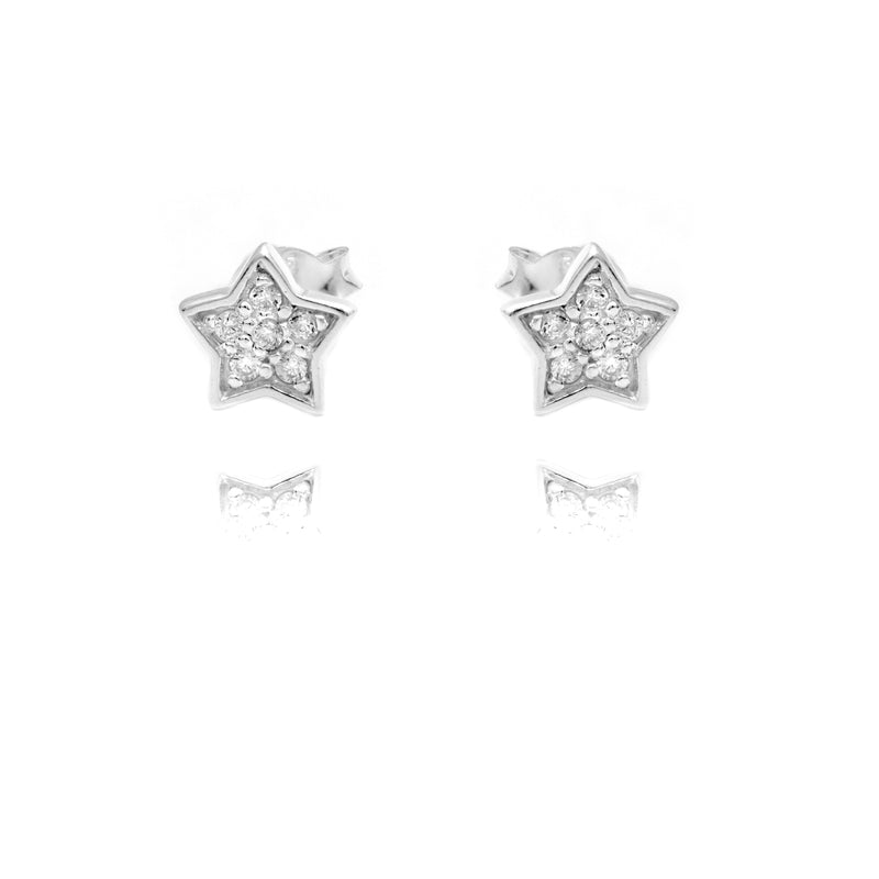 Star Stud Earrings with Cubic Zirconia Gemstones