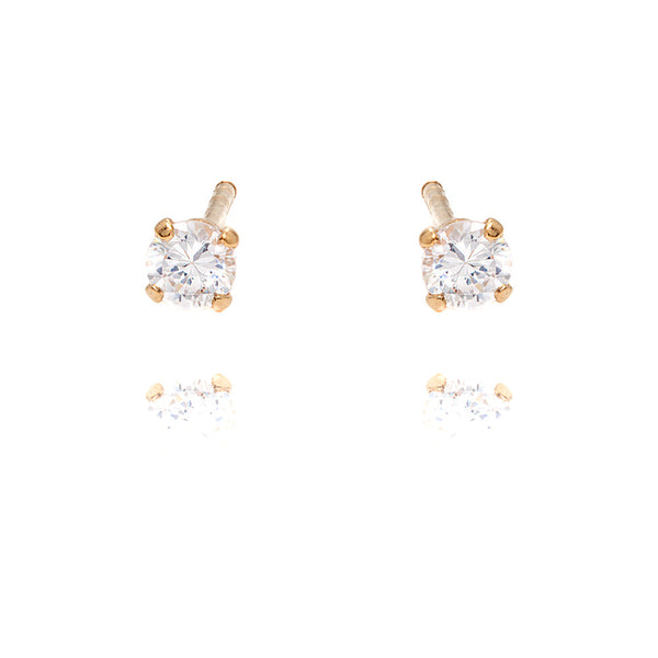 Gemstone Stud Earrings 14k Gold Plated