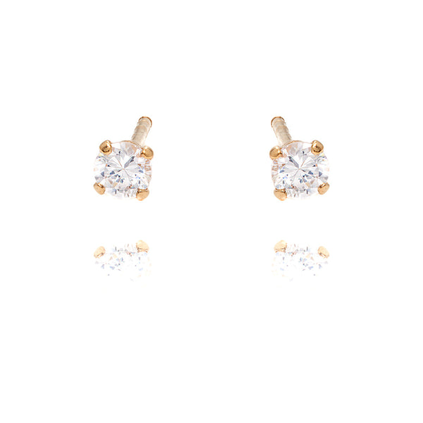 Gemstone Stud Earrings 14k Gold Plated