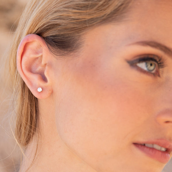 Gemstone Stud Earrings 14k Gold Plated