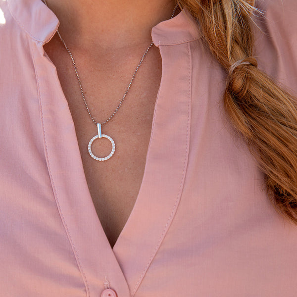 Circle Pendant Necklace with Gemstones