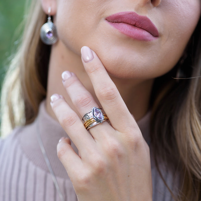 Gemstone spinner rings for women