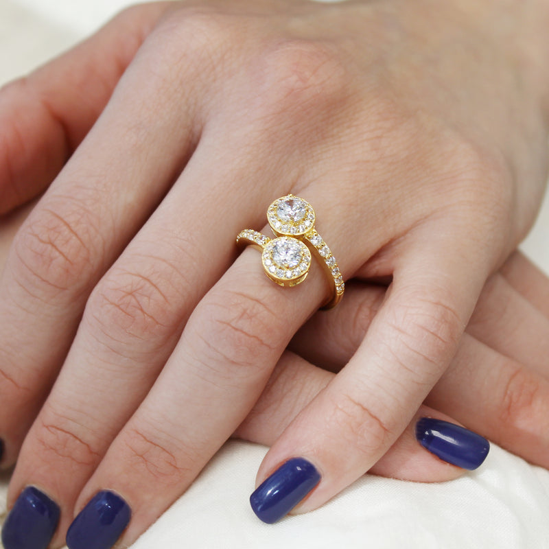 Gemstone Bypass Round Ring