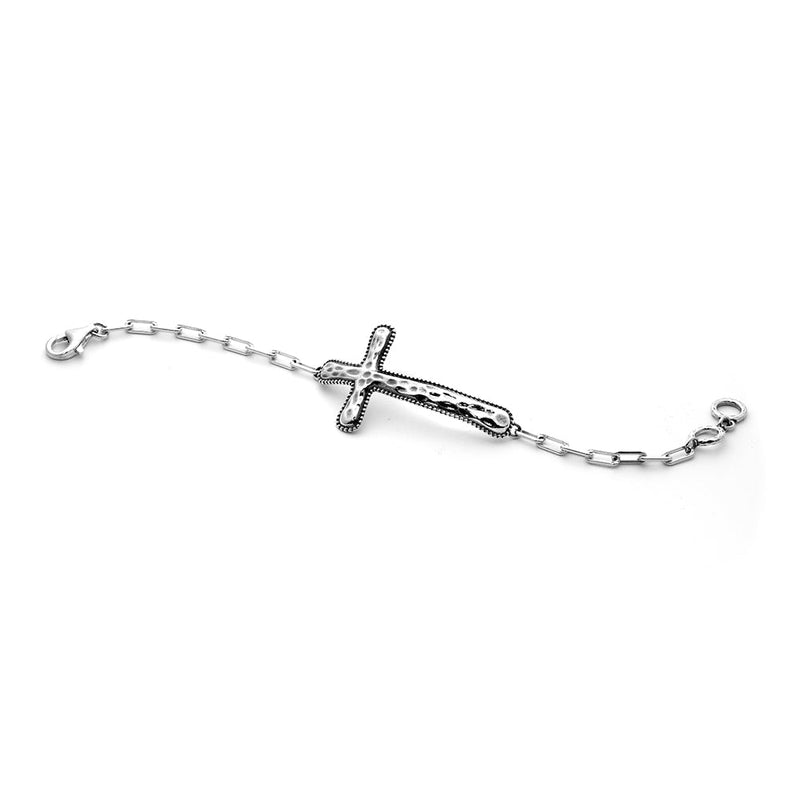 Hammered Cross Bracelet