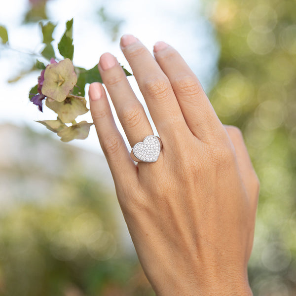 Gemstones Heart Signet Ring