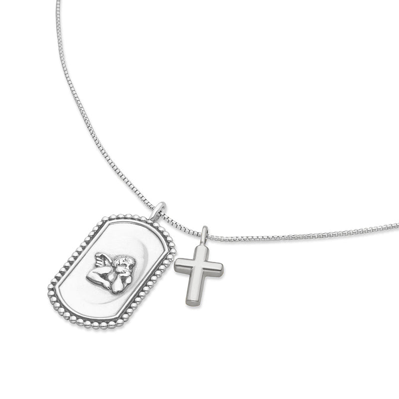 Angel & Cross Tag Necklace