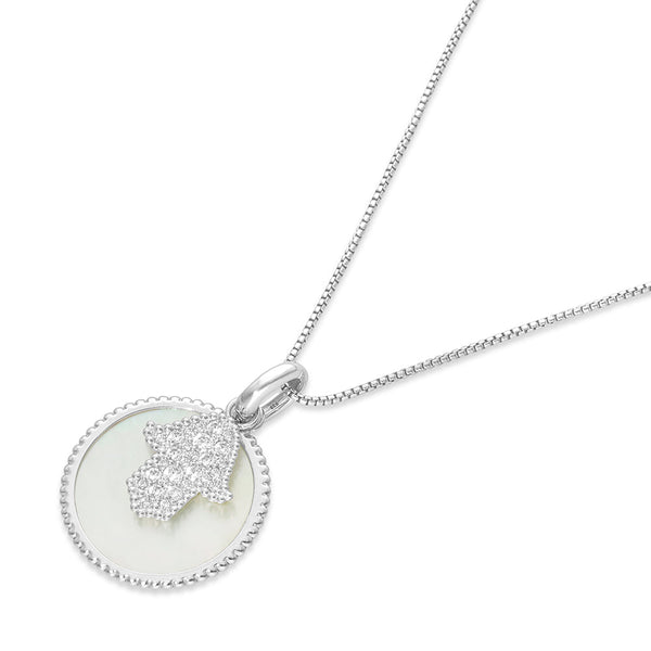 Pearl and Gemstones Hamsa Charm Necklace
