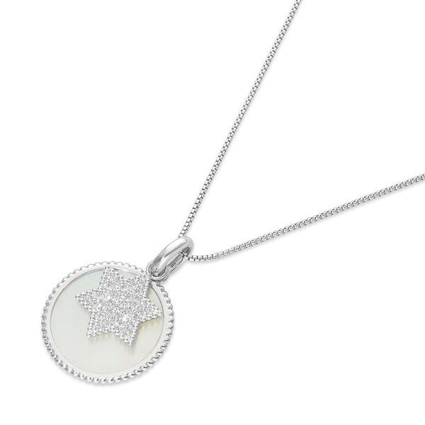 Pearl and Gemstones Star of David Charm Necklace