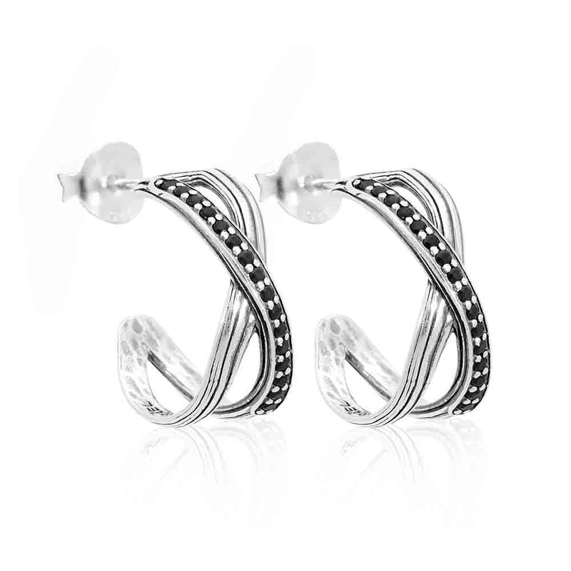 Gemstones X Hoop Earrings