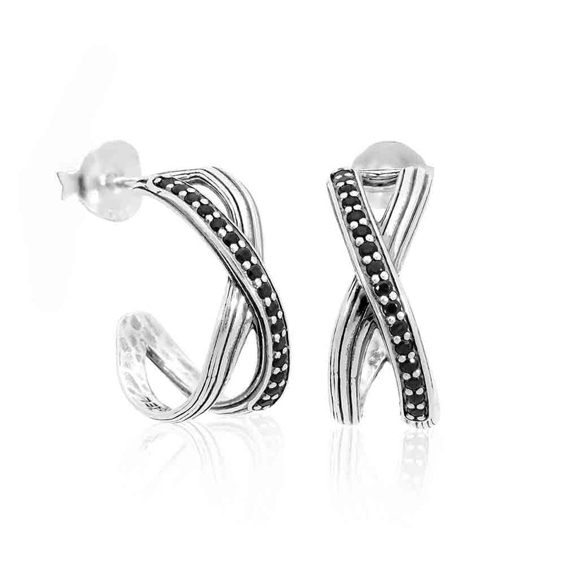 Gemstones X Hoop Earrings