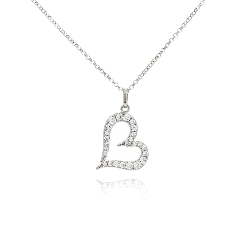 Gemstone Open Heart Pendant Necklace
