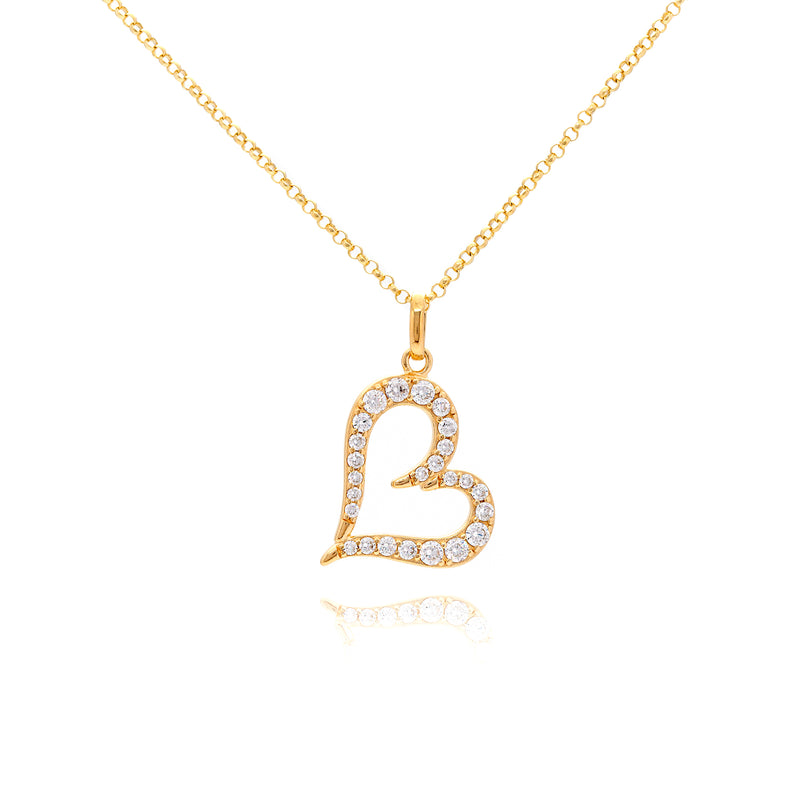 Gemstone Open Heart Pendant Necklace
