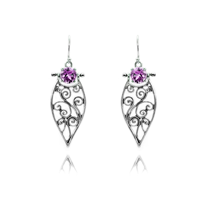 Gemstone Filigree Drop Earrings