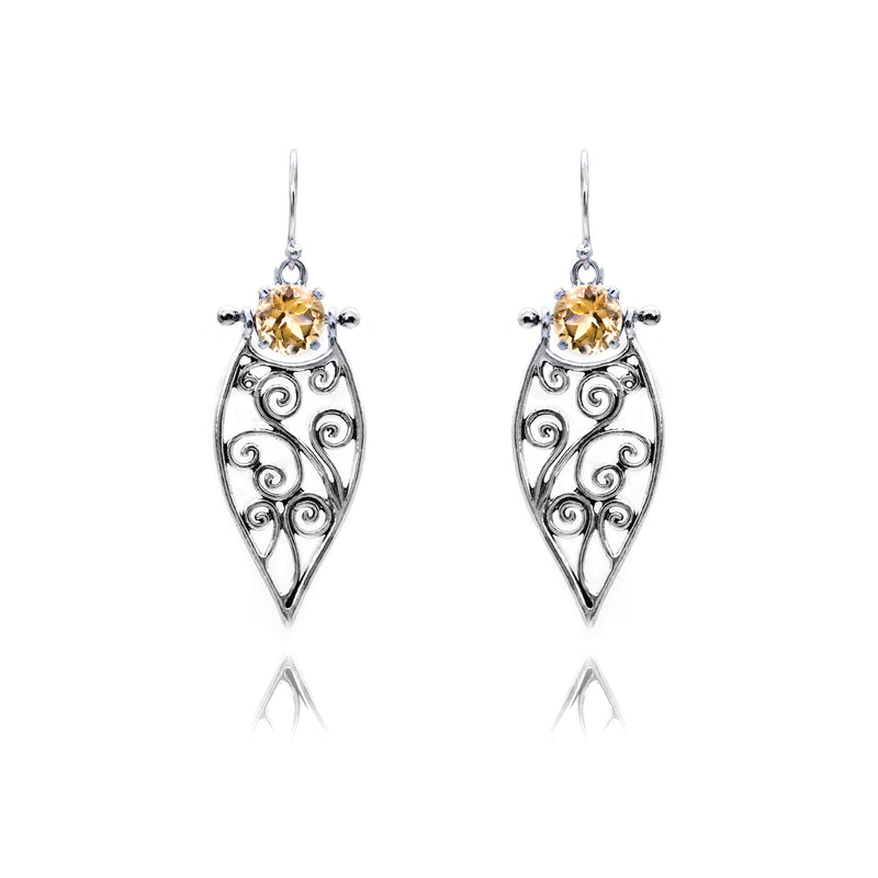 Gemstone Filigree Drop Earrings