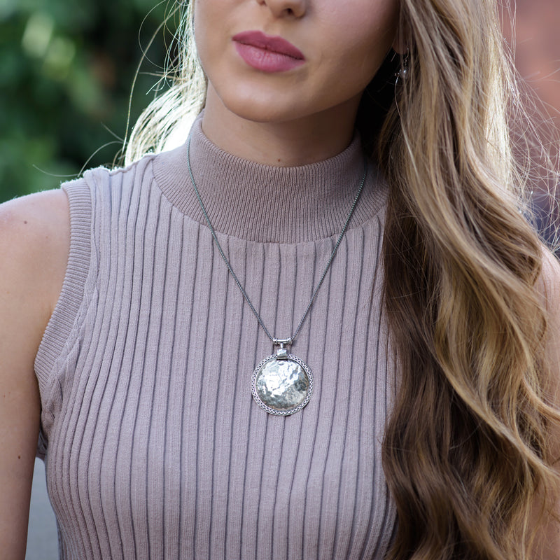 Hammered Large Pendant Necklace