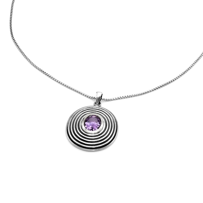 Oval Gemstone Textured Necklace