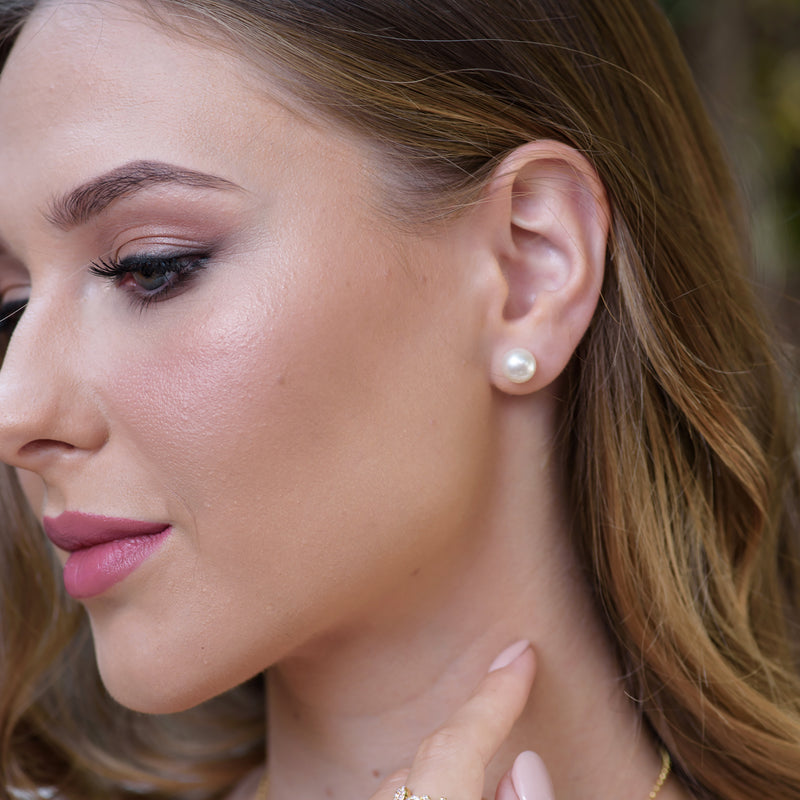 Gemstone and Pearl Stud Earrings Set