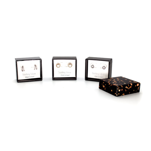 Gemstone and Pearl Stud Earrings Set