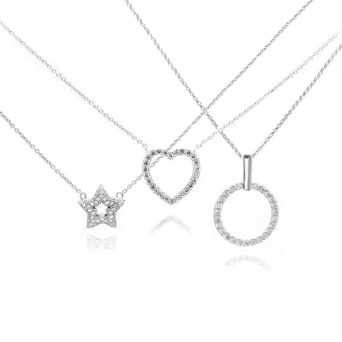 Danny Newfeld Jewelry Gemstone Pendant Necklace Set Heart-Star-Circle