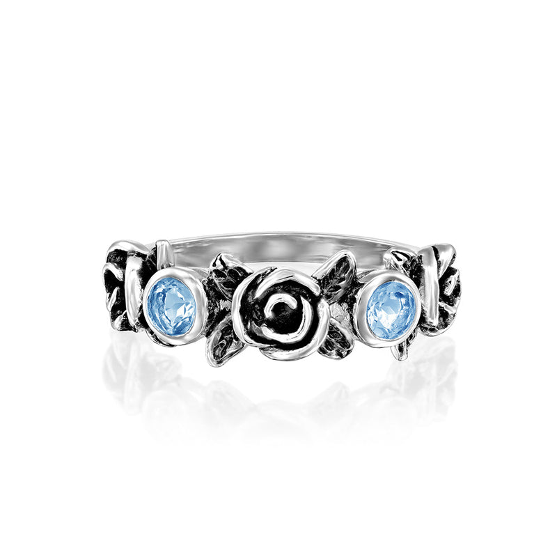 Rose Ring with Gemstones in Sterling Silver - dannynewfeld