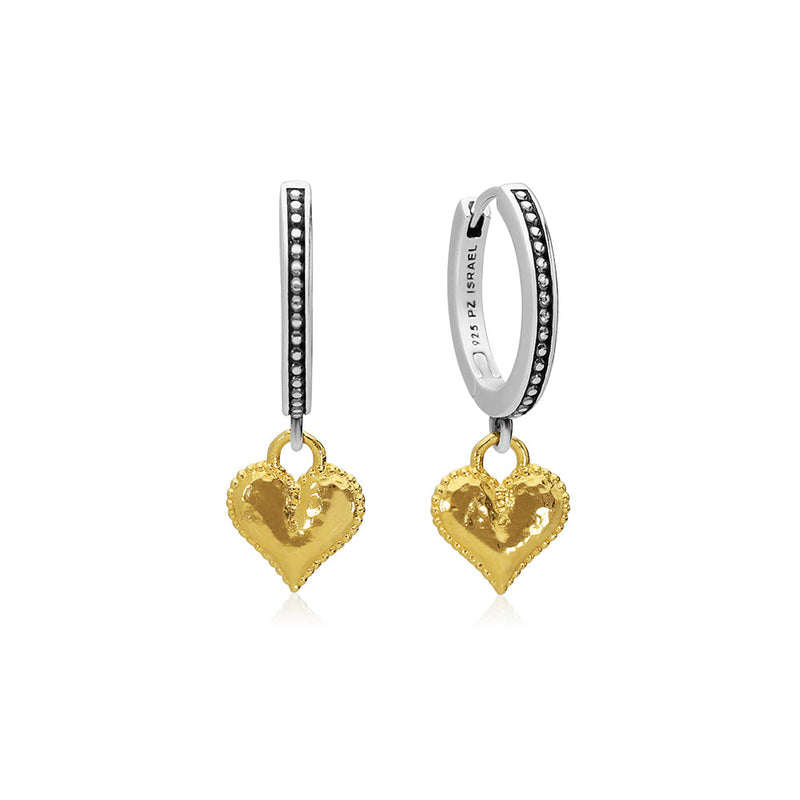 Heart Charm Beaded Huggie Earrings