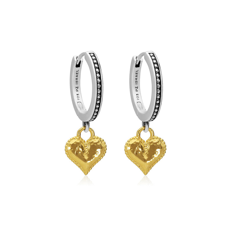 Heart Charm Beaded Huggie Earrings