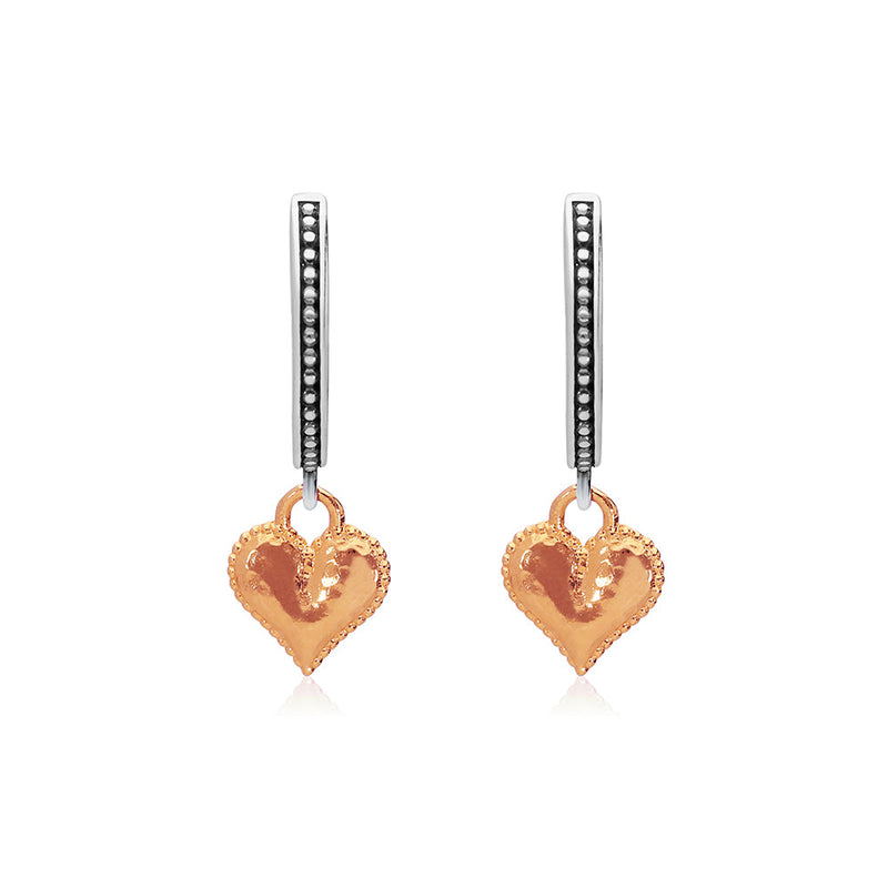 Heart Charm Beaded Huggie Earrings