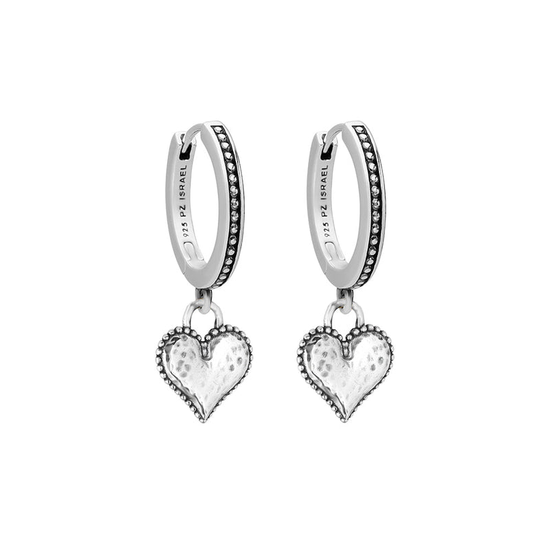 Heart Charm Beaded Huggie Earrings