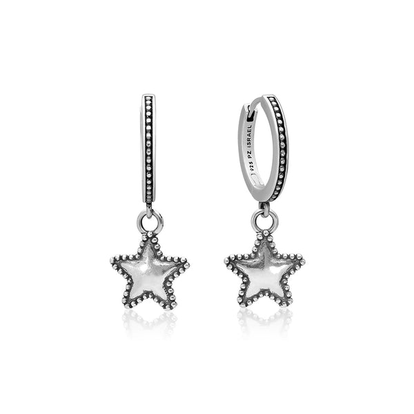 Star Charm Beaded Huggie Earrings