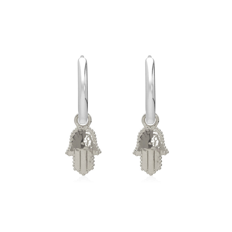 Hamsa Charm Huggie Earrings
