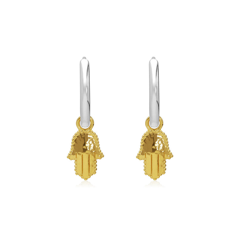 Hamsa Charm Huggie Earrings