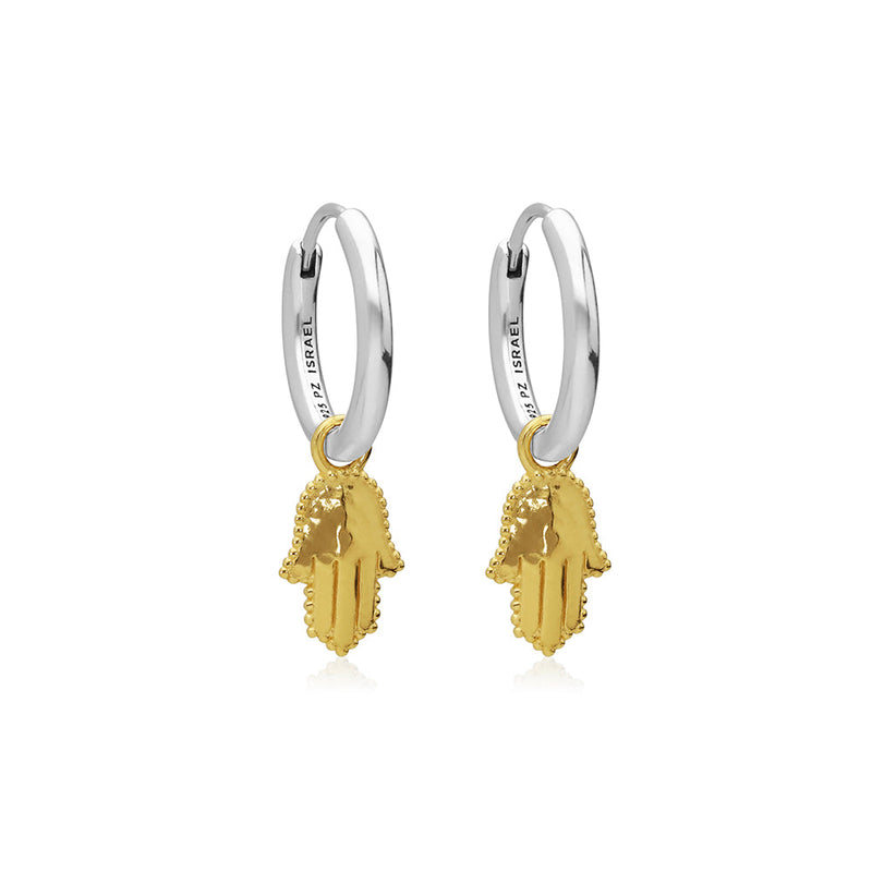 Hamsa Charm Huggie Earrings