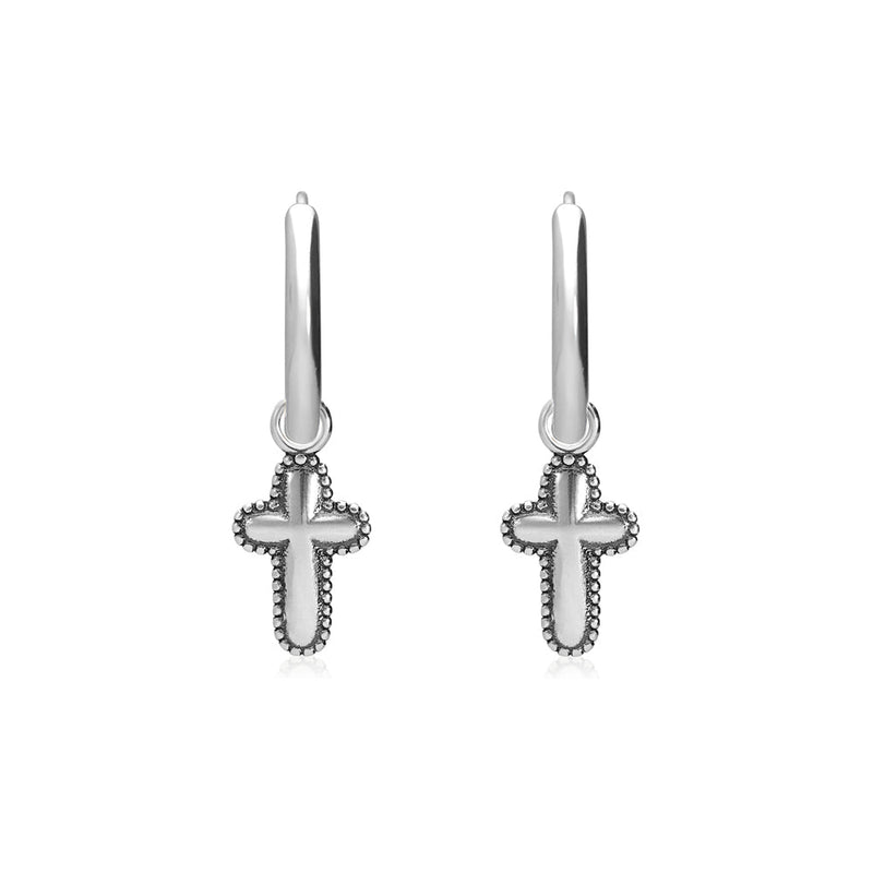 Cross Charm Huggie Earrings