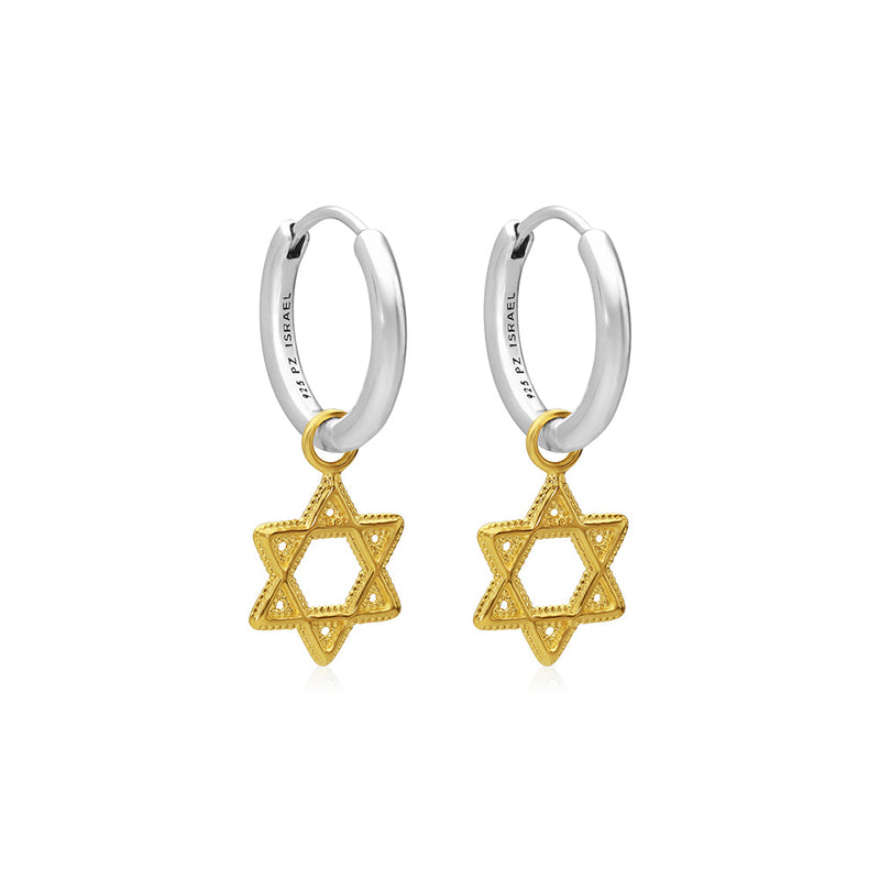 Star of David Charm Huggie Earrings