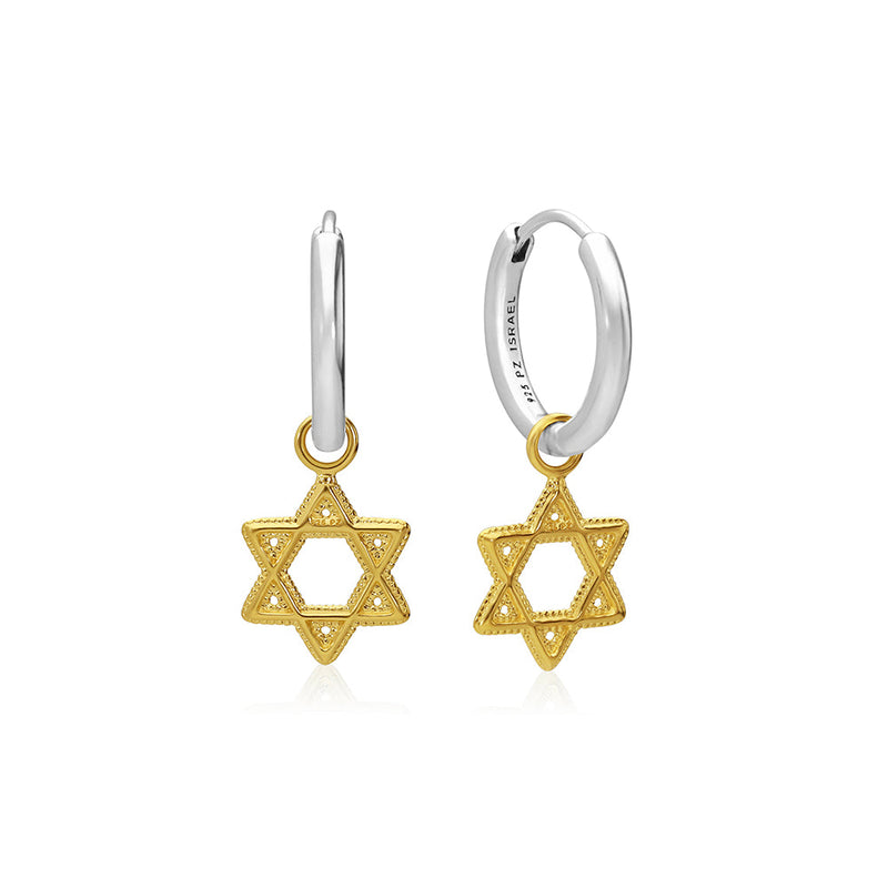 Star of David Charm Huggie Earrings