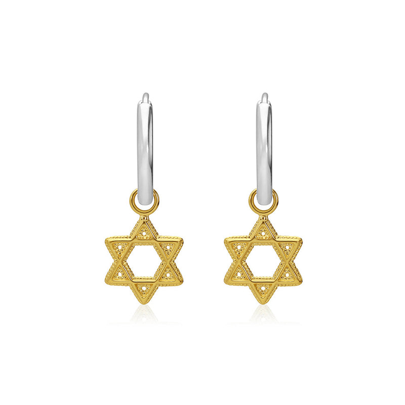 Star of David Charm Huggie Earrings