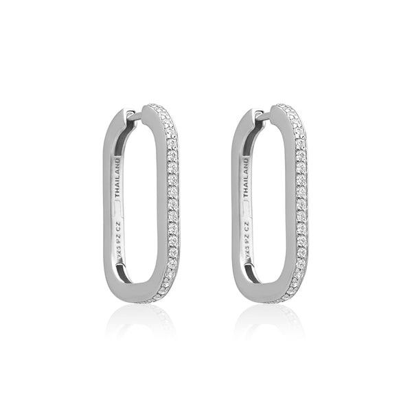 Gemstones Rectangle Hoop Earrings