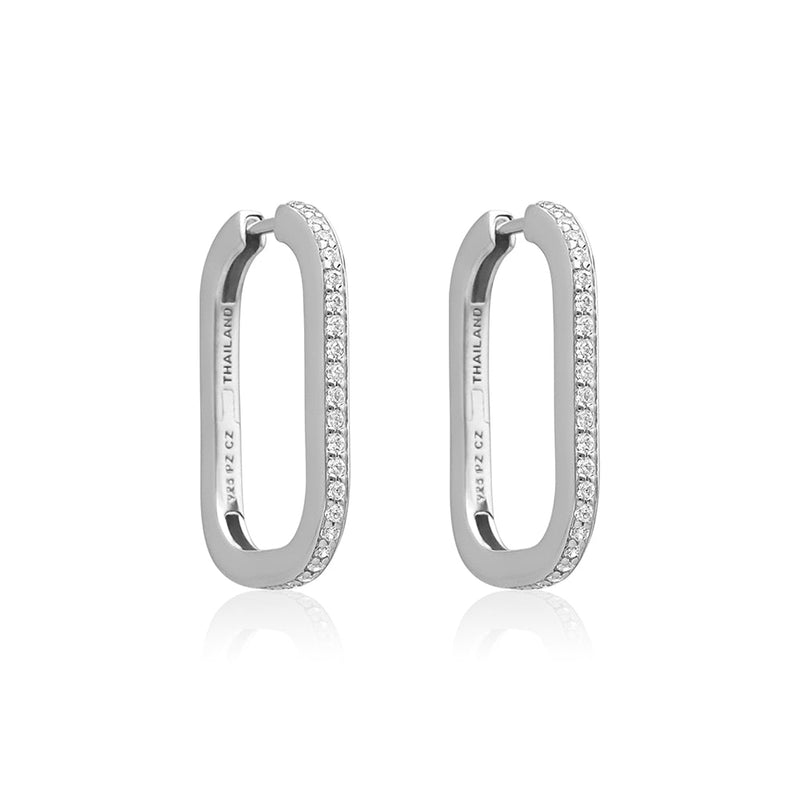 Gemstones Rectangle Hoop Earrings