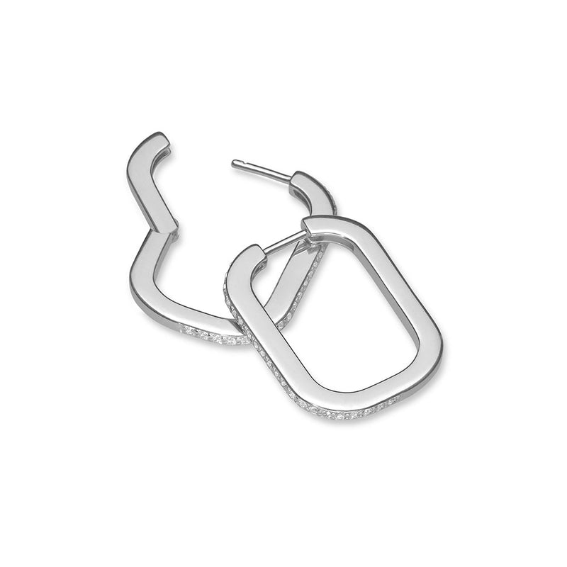 Gemstones Rectangle Hoop Earrings