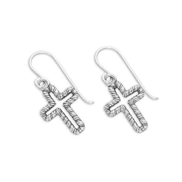 Texture Cross Dangle Earrings