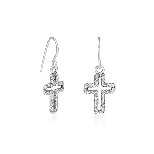 Texture Cross Dangle Earrings