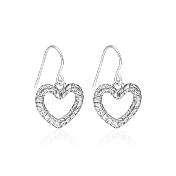 Texture Heart Dangle Earrings