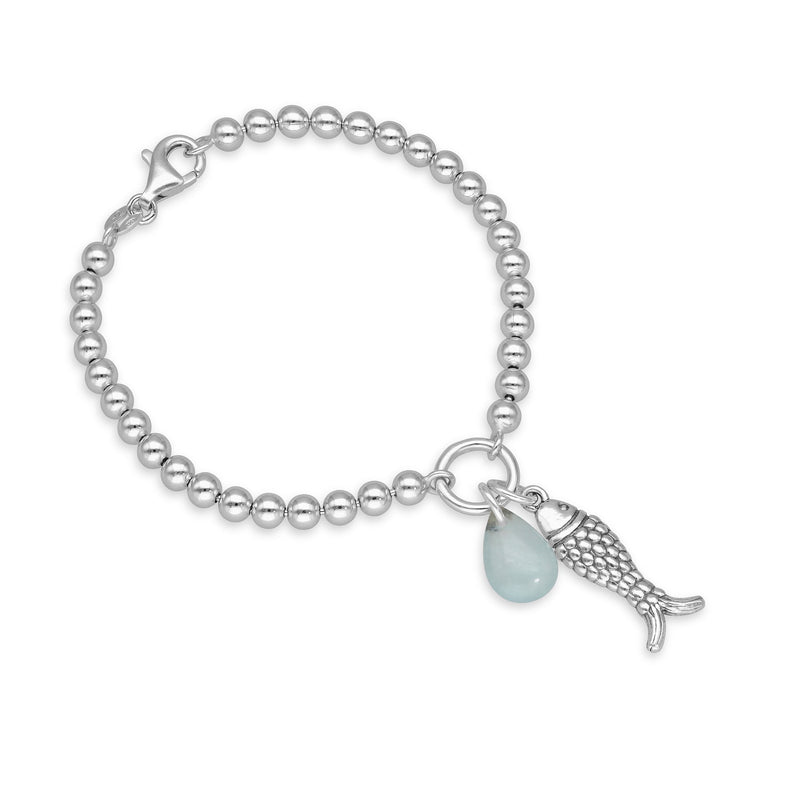 4mm Fish Charm 4mm Solid Beads Bracelet
