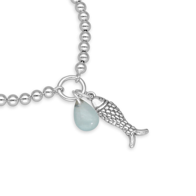 4mm Fish Charm 4mm Solid Beads Bracelet