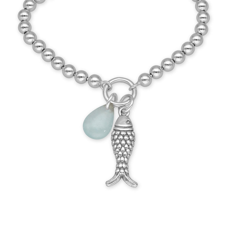 4mm Fish Charm 4mm Solid Beads Bracelet