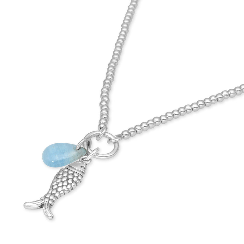 Fish Charm Beaded Bracelet and Necklace Set