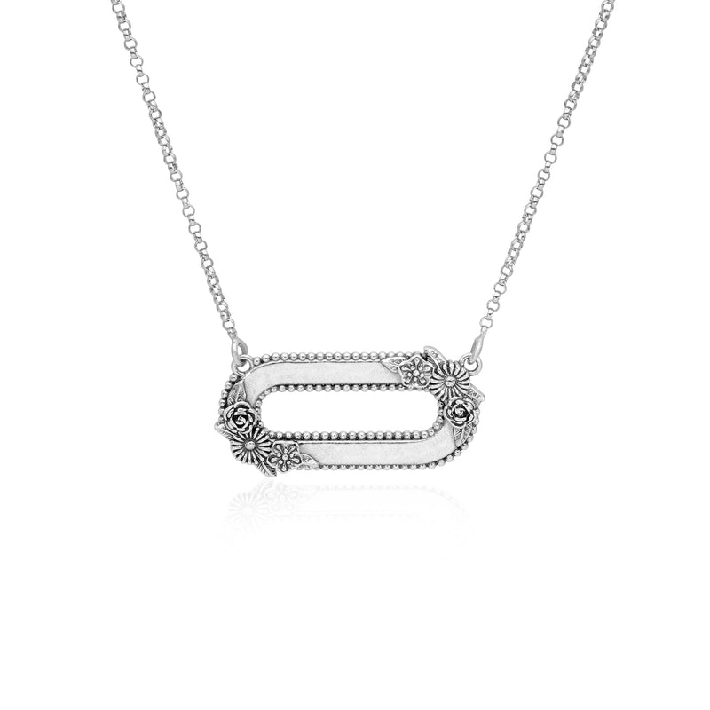 Floral Oval Pendant Necklace