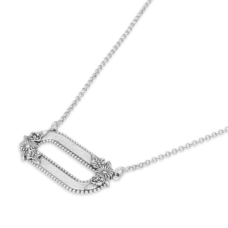 Floral Oval Pendant Necklace