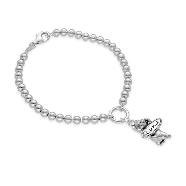 Engravable Cat Name Solid Beads Bracelet